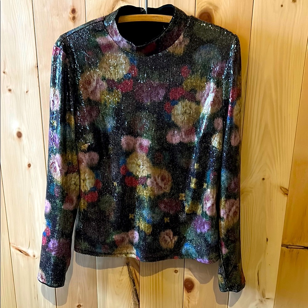 Floral Sequin Nicole Miller Top